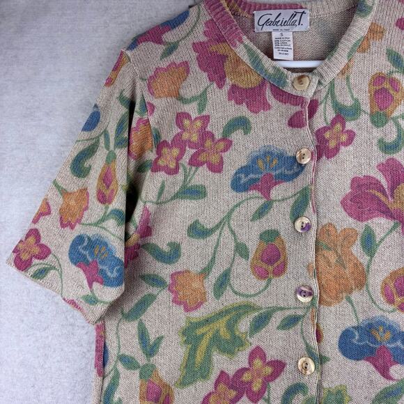 Vintage Gabriella T Floral Button Up Cardigan Women's Small Granny Cottage Italy - Picture 8 of 10